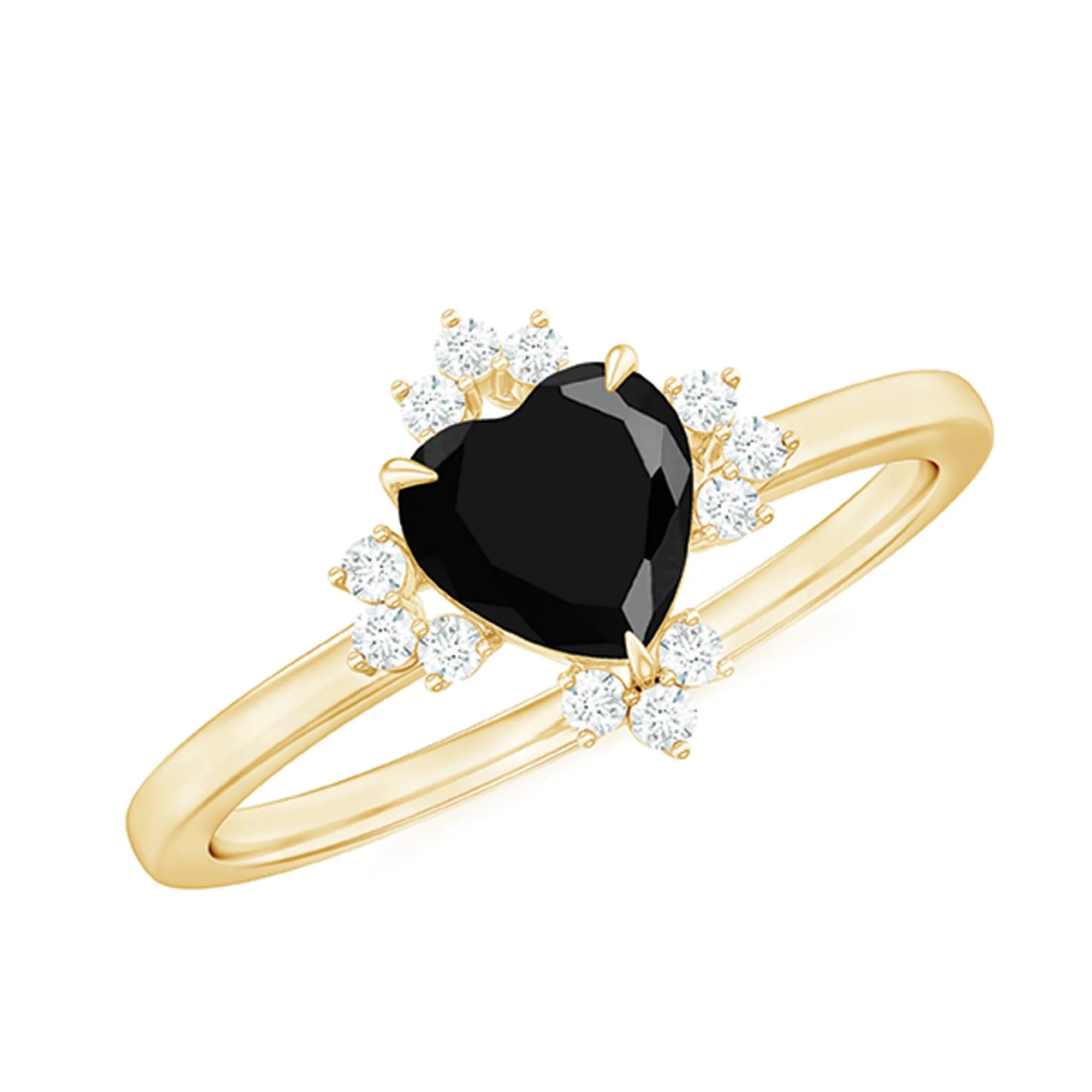 1 CT Heart Shaped Lab Created Black Diamond Promise Ring with Diamond Accent