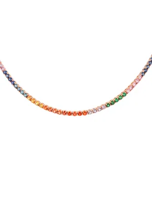 14.76ct Multi Gemstone 18K Gold Tennis Necklace
