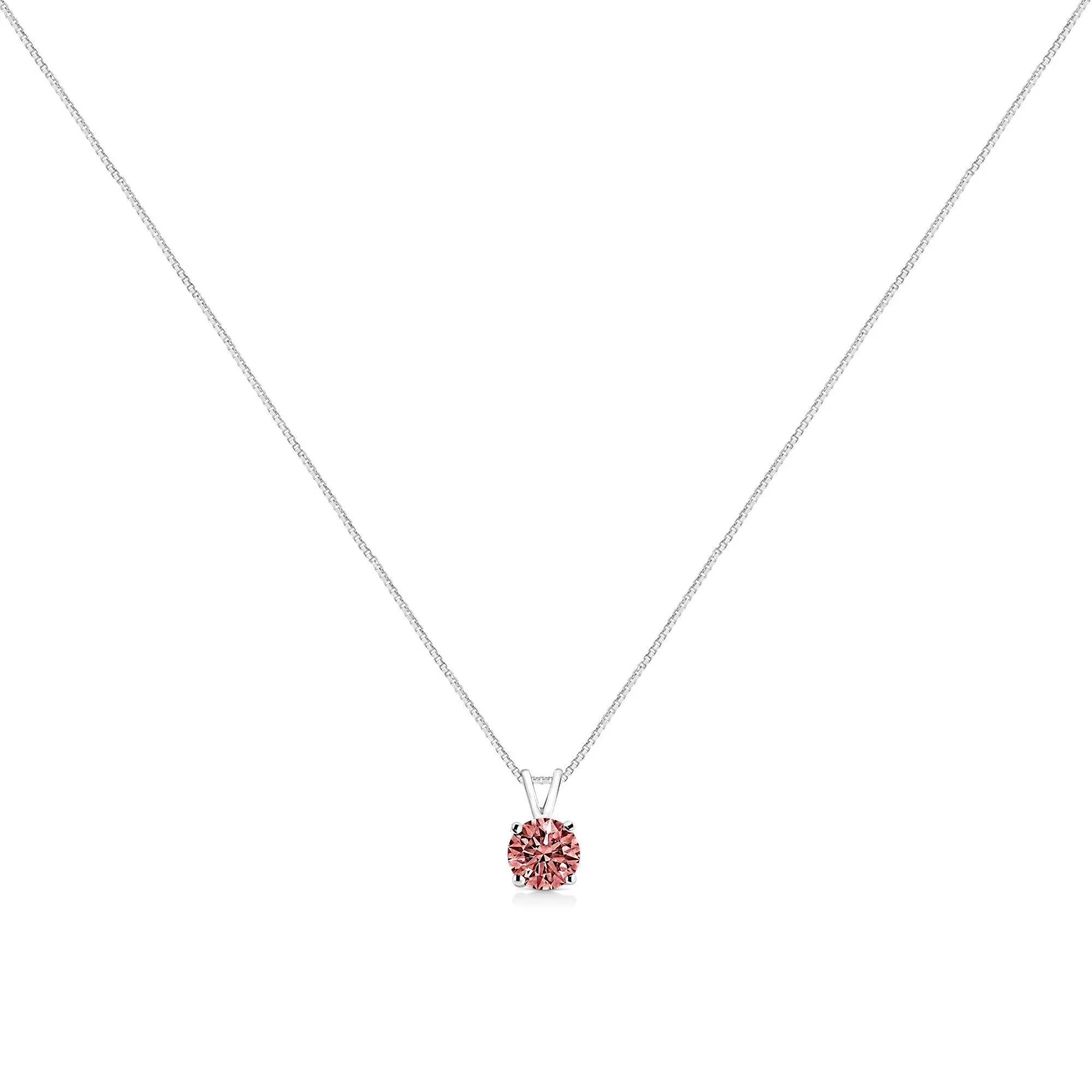 14K White Gold 1/2 Cttw Round Brilliant Cut Lab Grown Blue Diamond 4-Prong Solitaire Pendant Necklace (Blue Color, VVS2-