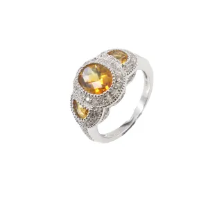 14K White Gold Citrine and Diamond Ring - 20764791