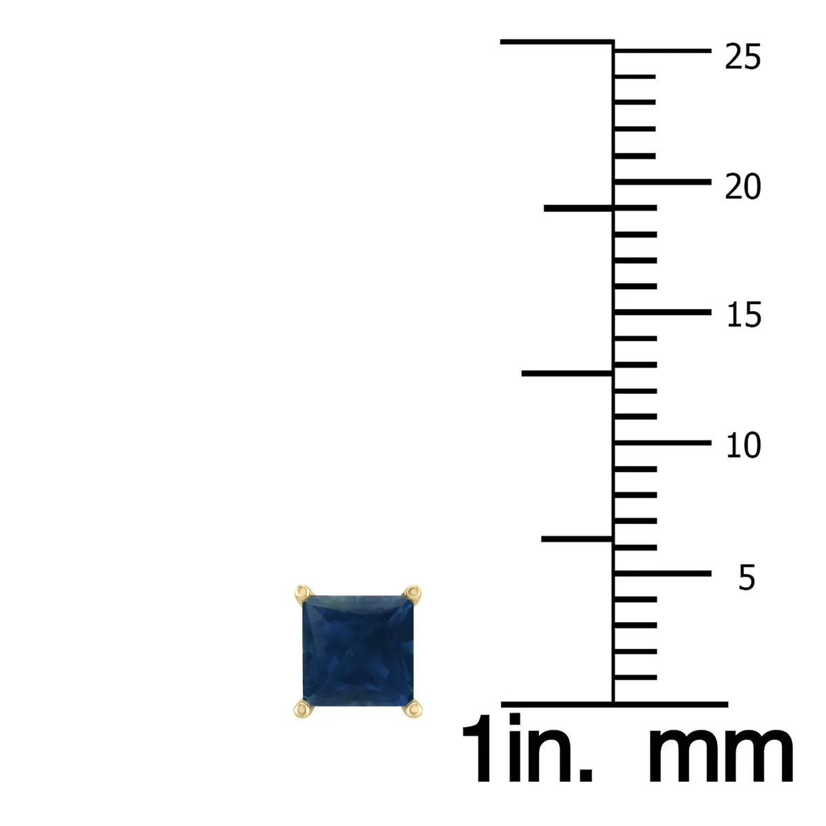 14K Yellow Gold 4Mm Square Sapphire Gemstone Earrings