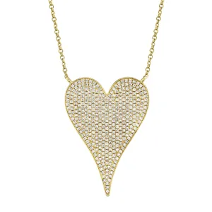 14K Yellow Gold Pave Heart Necklace (Jumbo)