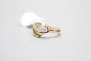 14K YG Diamond Solitaire Bypass Engagement Ring (Size 6 1/2) (Clearance!)