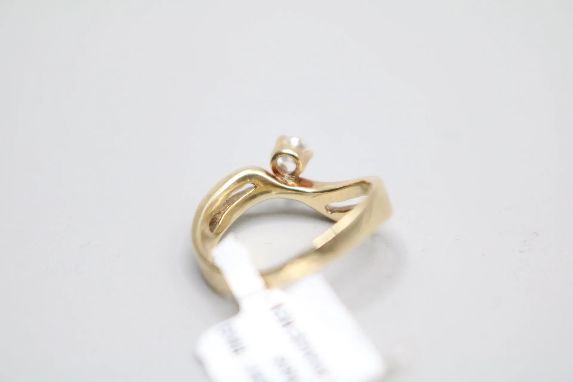 14K YG Diamond Solitaire Bypass Engagement Ring (Size 6 1/2) (Clearance!)