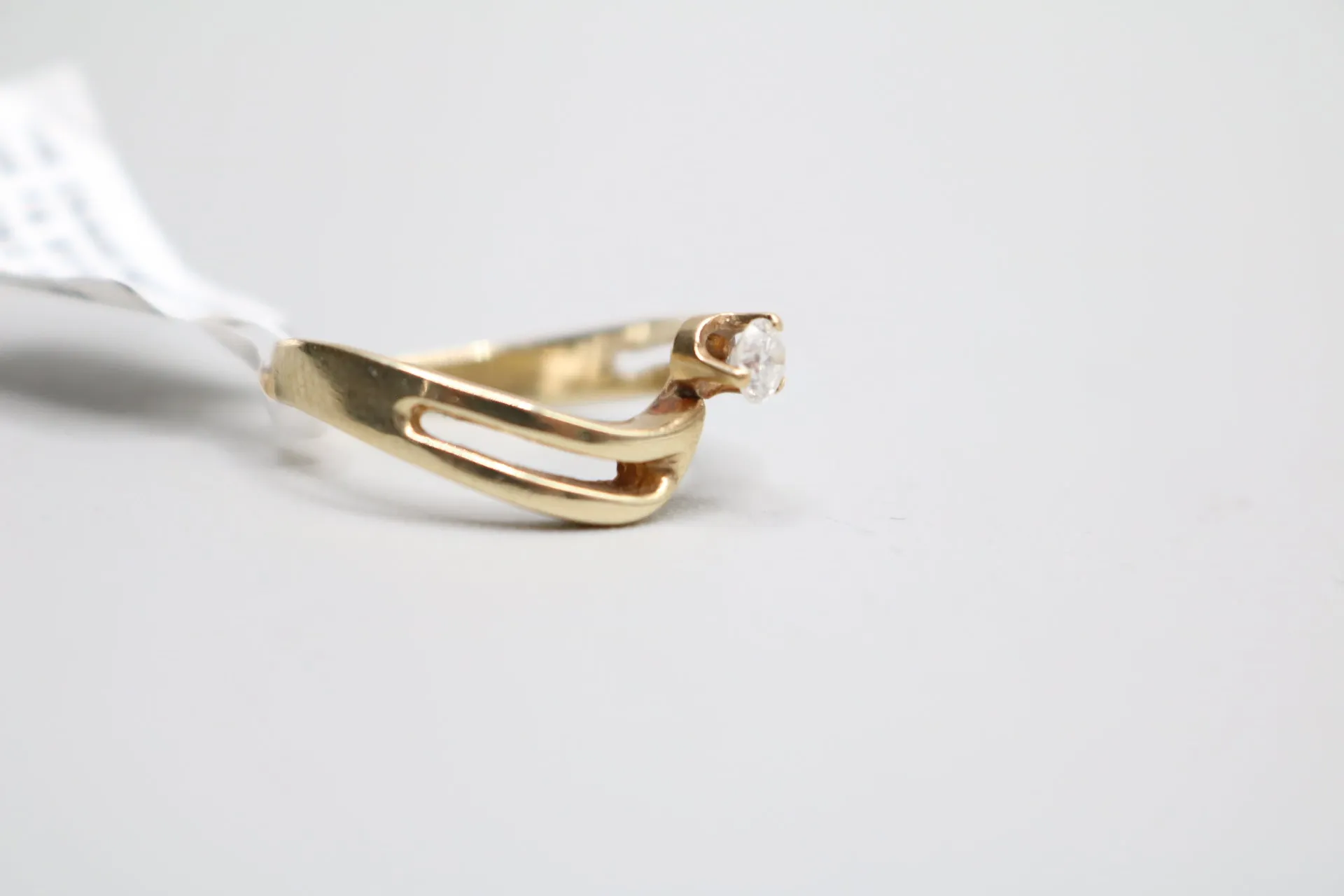 14K YG Diamond Solitaire Bypass Engagement Ring (Size 6 1/2) (Clearance!)