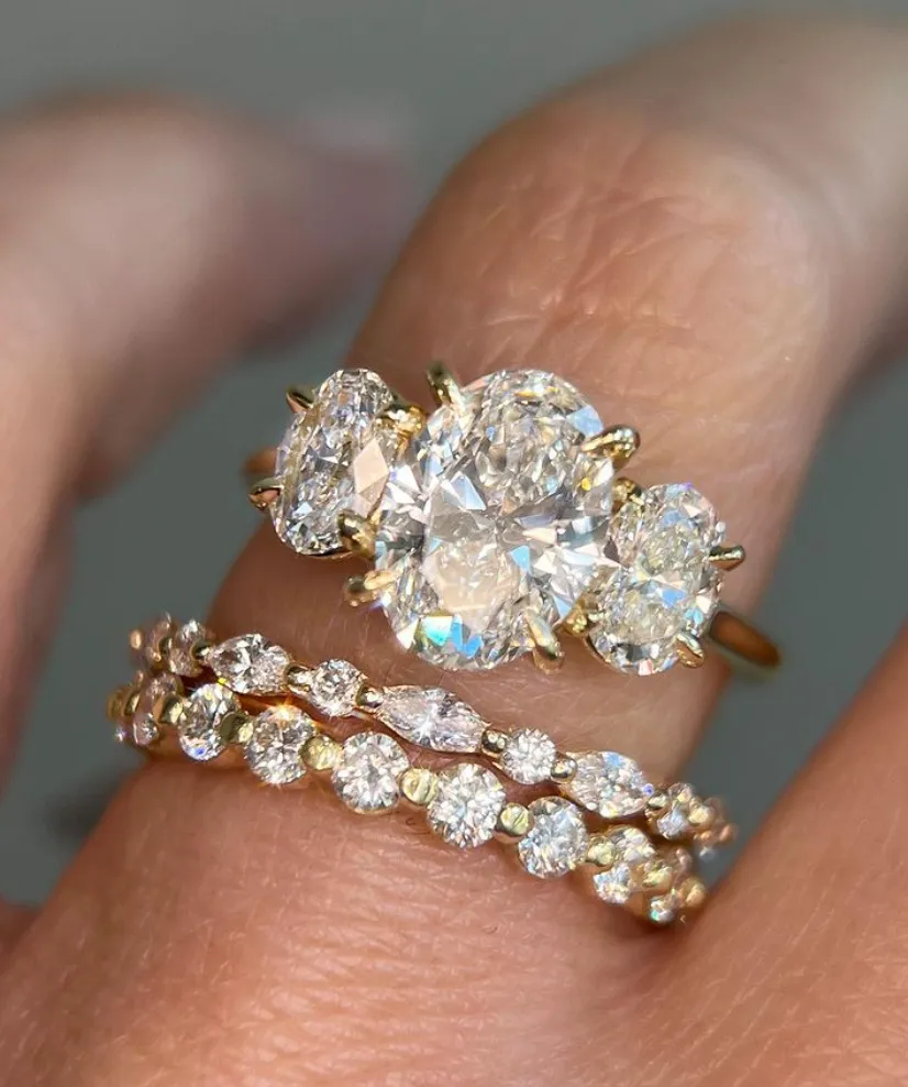 1.70ct FVS2 Oval Lab Diamond Trinity Ring