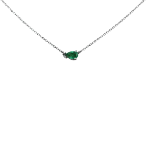 1870 Collection 10k White Gold Mini Pear Emerald Necklace