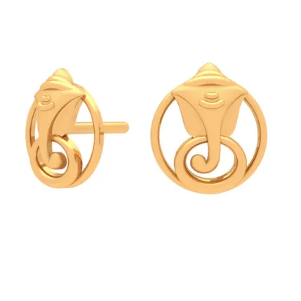18k Gold Daily Wear Lord Ganesha Earrings From Pc Chandra Online Exclusive Collection
