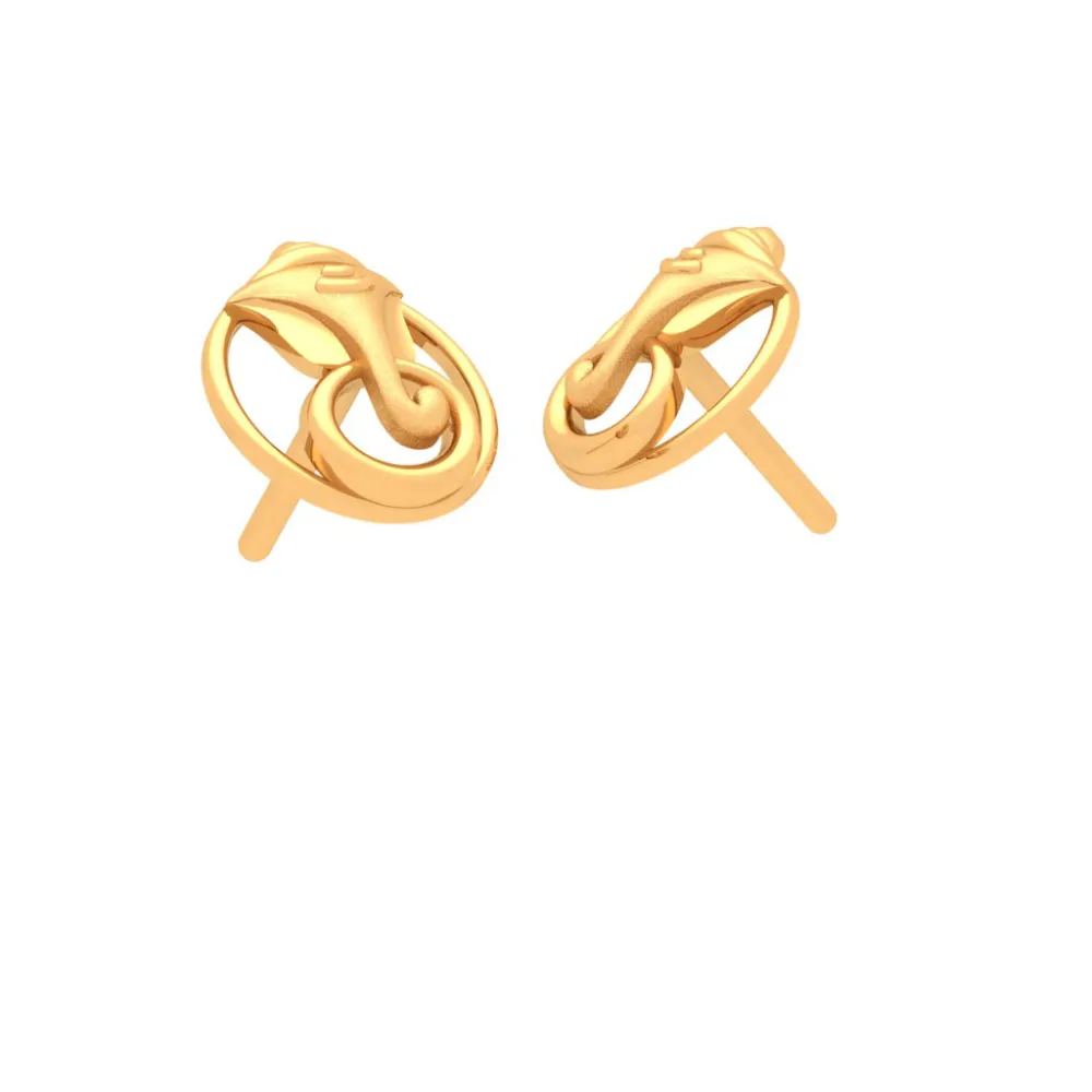 18k Gold Daily Wear Lord Ganesha Earrings From Pc Chandra Online Exclusive Collection