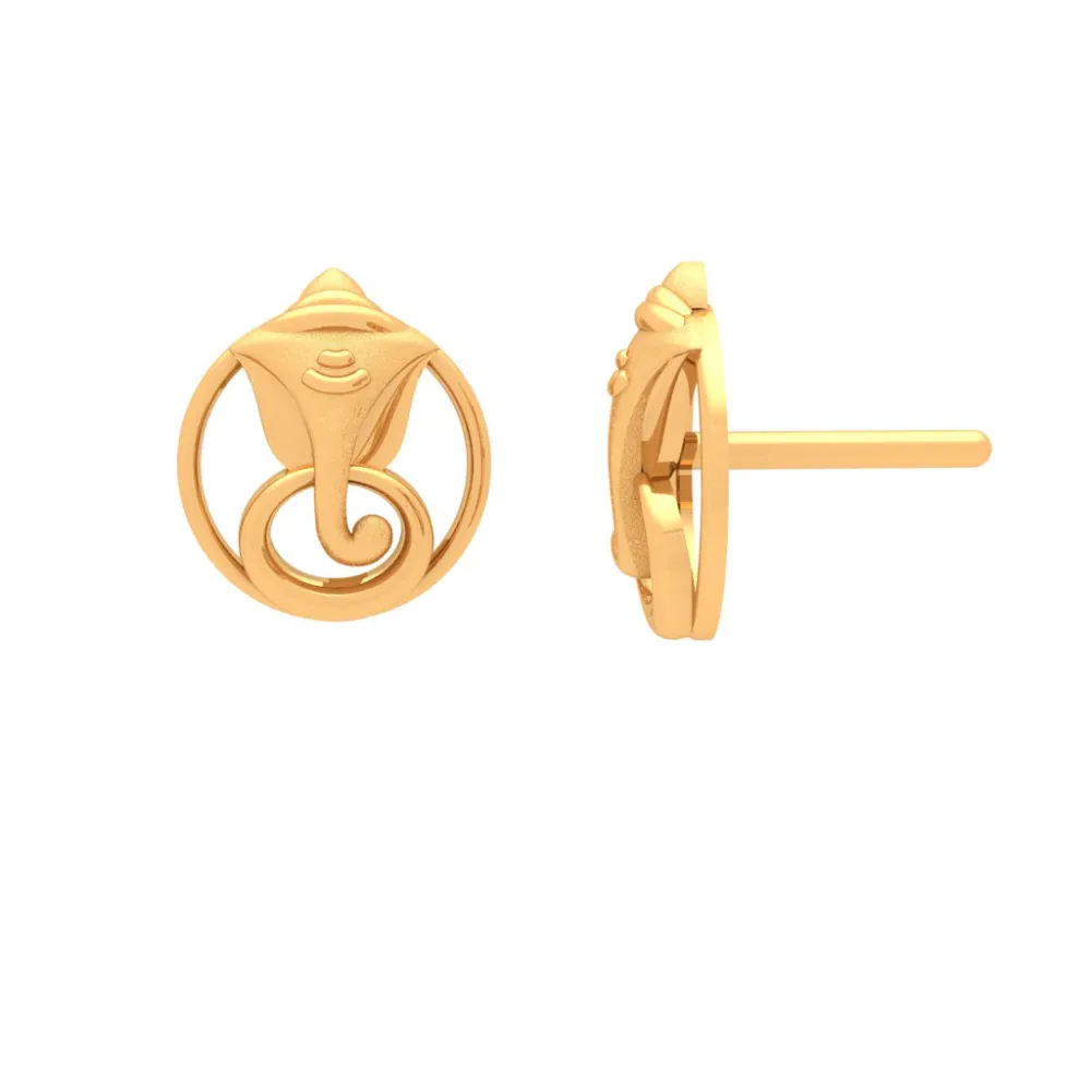 18k Gold Daily Wear Lord Ganesha Earrings From Pc Chandra Online Exclusive Collection