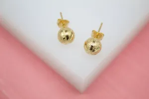18K Gold Filled Textured Golden Ball Stud Earrings