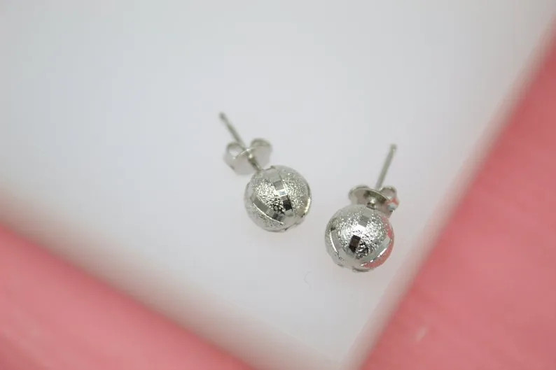 18K Gold Filled Textured Golden Ball Stud Earrings