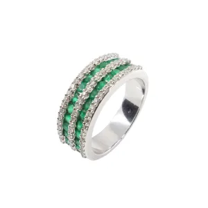 18K White Gold 1.20ct Emerald and Diamond Ring - 20756901