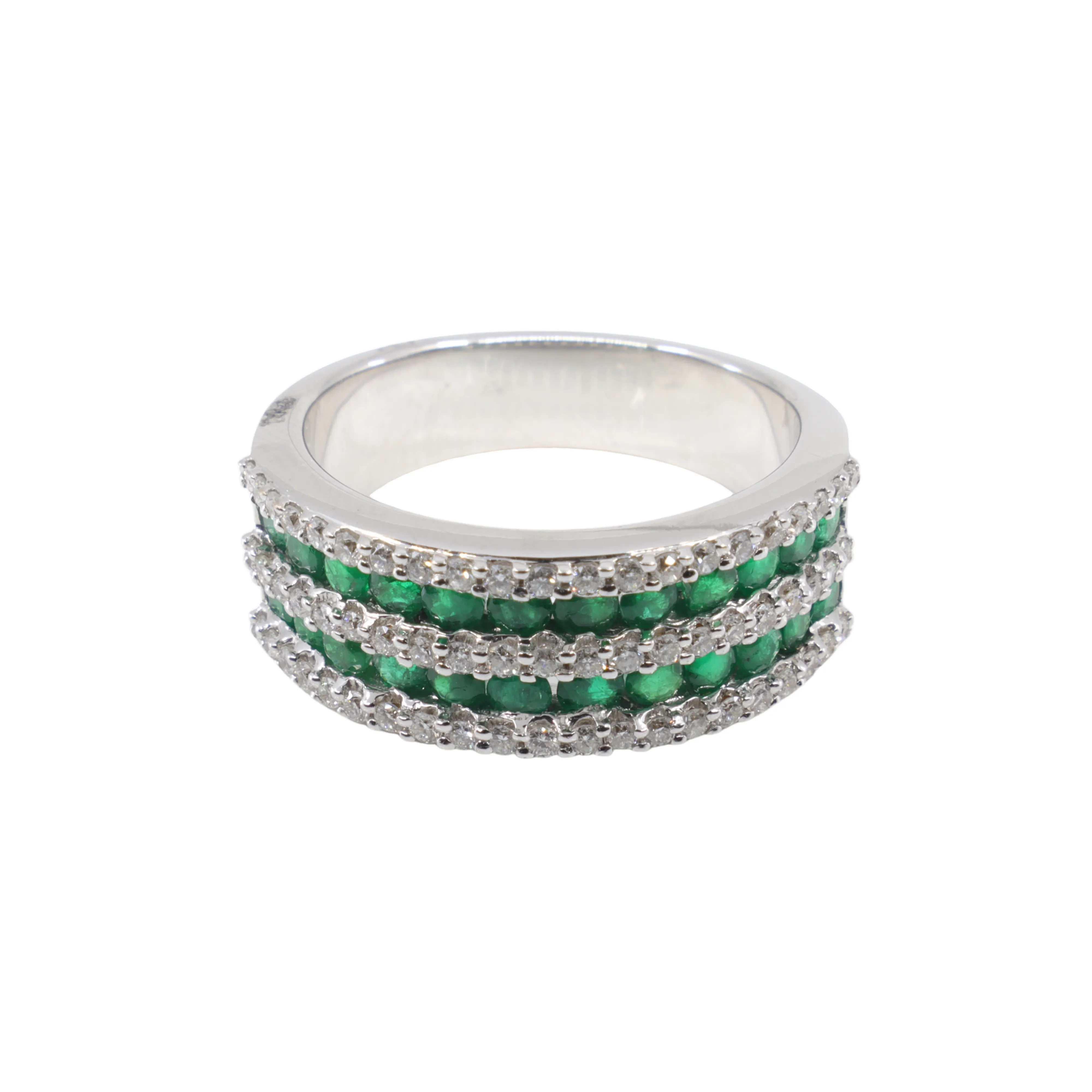 18K White Gold 1.20ct Emerald and Diamond Ring - 20756901