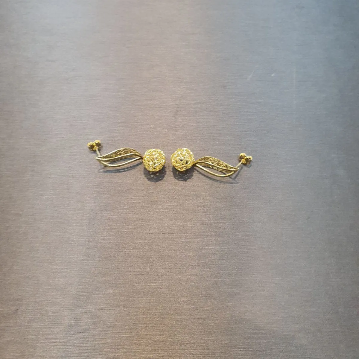 22K / 916 Gold Golden Filigree Ball Earrings by Best Gold Shop