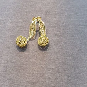 22K / 916 Gold Golden Filigree Ball Earrings by Best Gold Shop