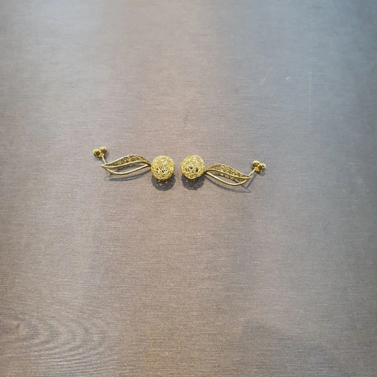 22K / 916 Gold Golden Filigree Ball Earrings by Best Gold Shop