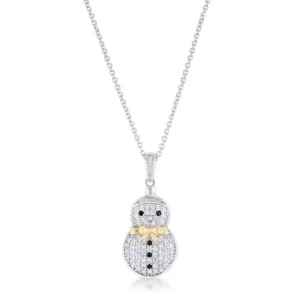 .35 ct CZ Two-Tone Snowman Pave Holiday Pendant