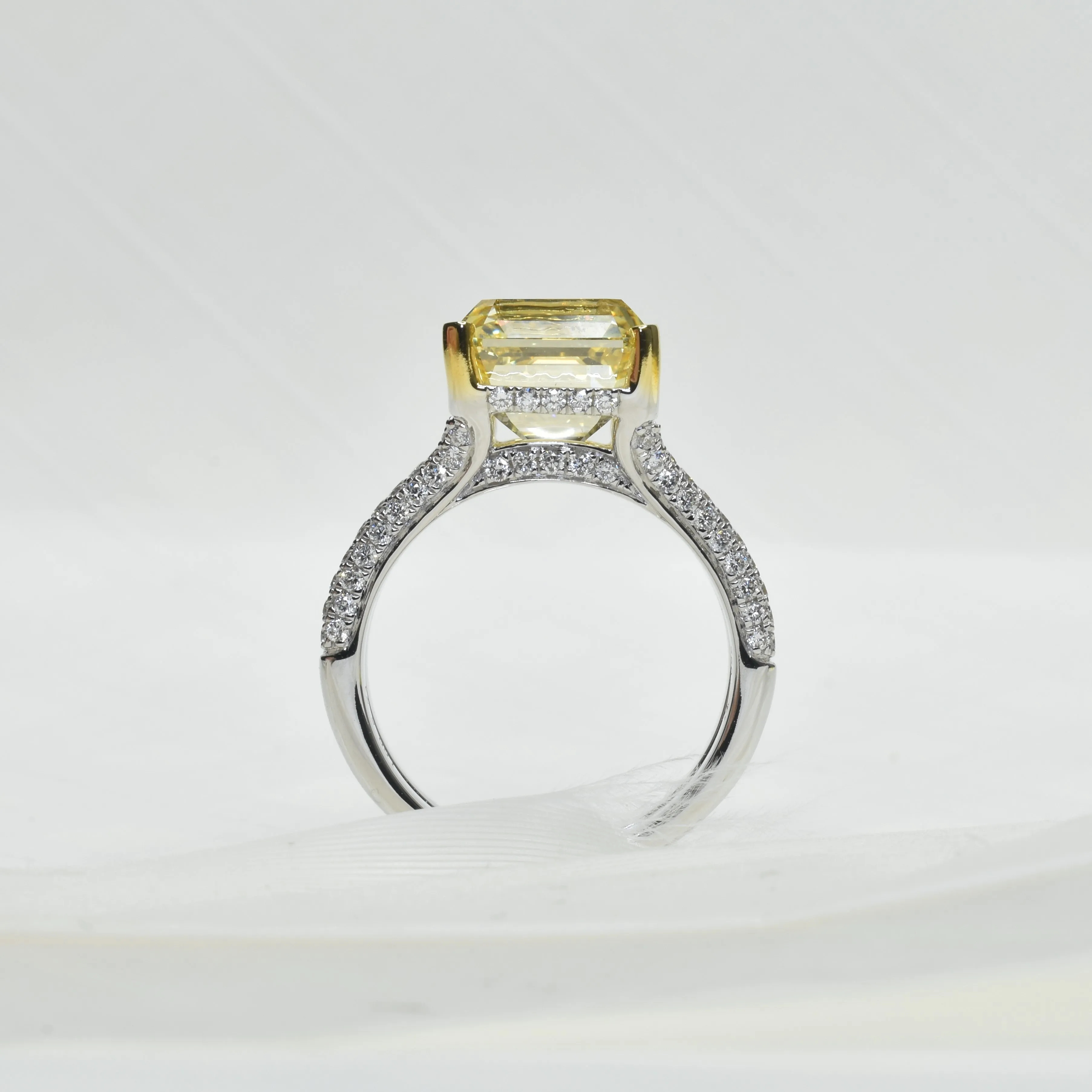 5ct Yellow Diamond Asscher Cut Cocktail Ring