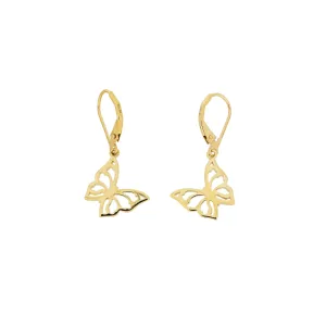9 Carat Yellow Gold Butterfly Drop Earrings