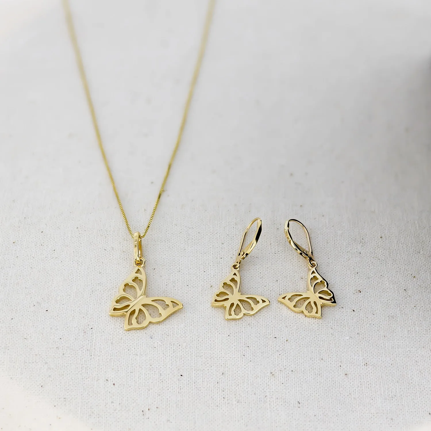 9 Carat Yellow Gold Butterfly Drop Earrings
