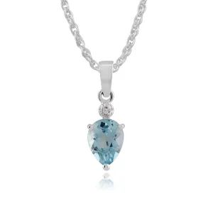 9 karat Weißes Gold Topas & Diamant 18zoll Halskette