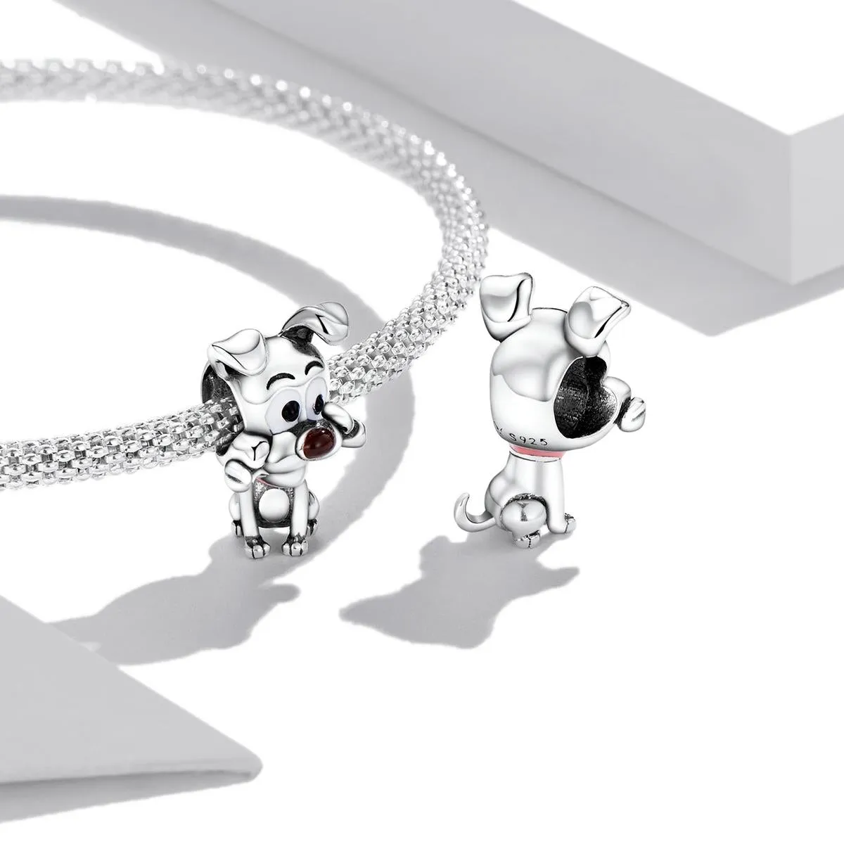 925 Sterling Silver Dog Beads For Diy Bracelets & Necklaces