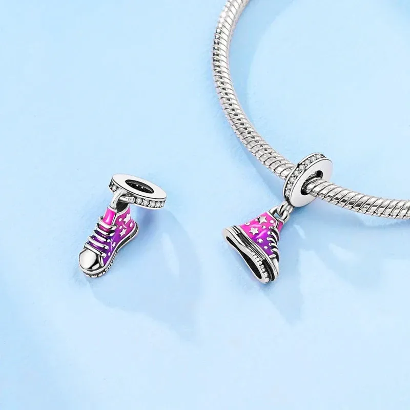 925 Sterling Silver Shoe Pendant Charm Fits Bracelets & Necklaces