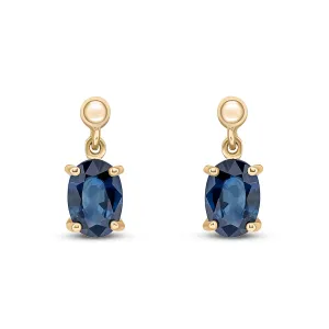 9ct Yellow Gold Oval Sapphire Drop Earrings