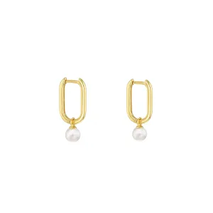 9K Yellow Gold Fresh Water Pearl Hoop Earrings - 1.53.9995