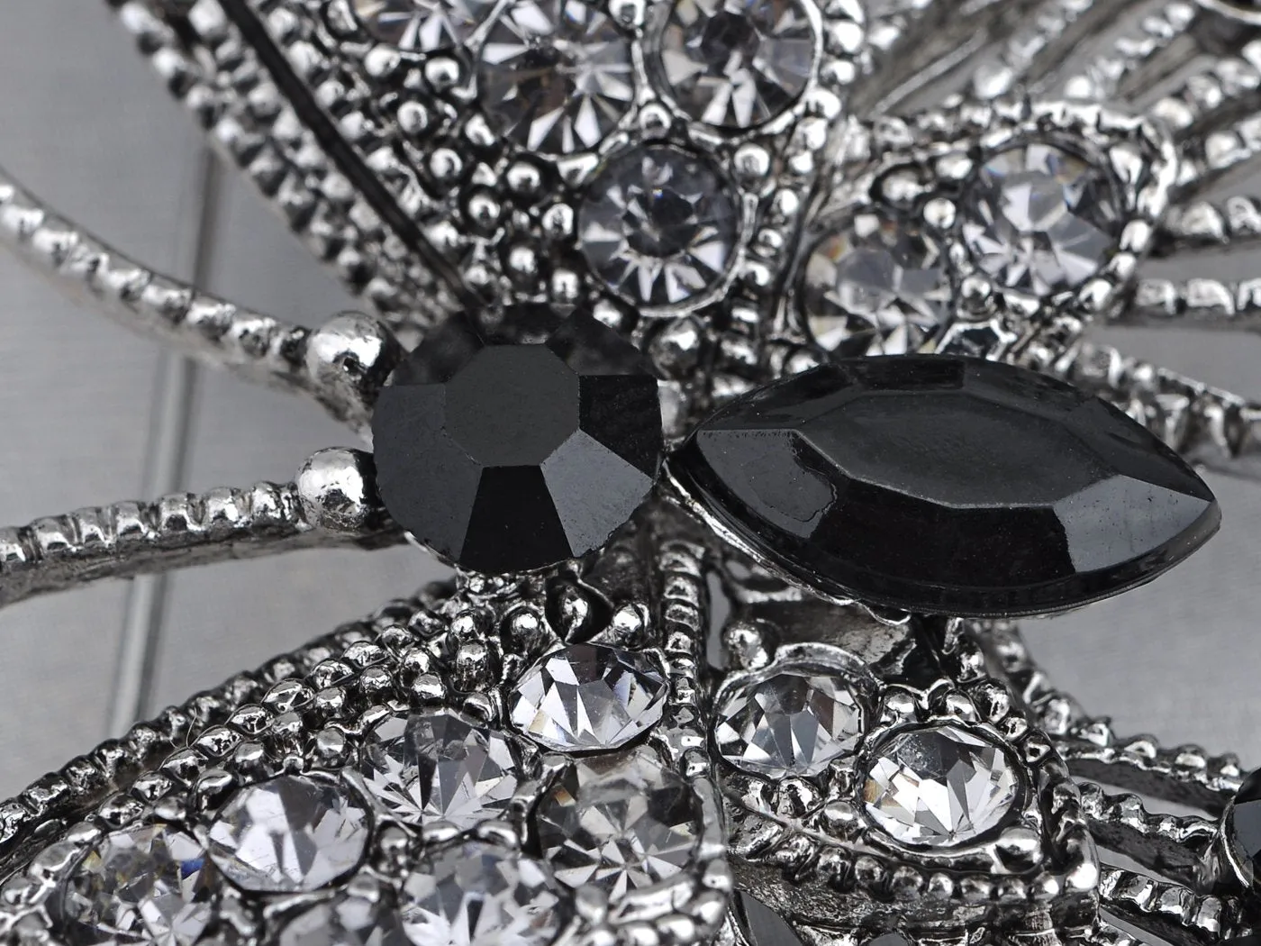 Alilang Antique Inspire Grey Silvery Tone Crystal Rhinestones Butterfly Pin Brooch