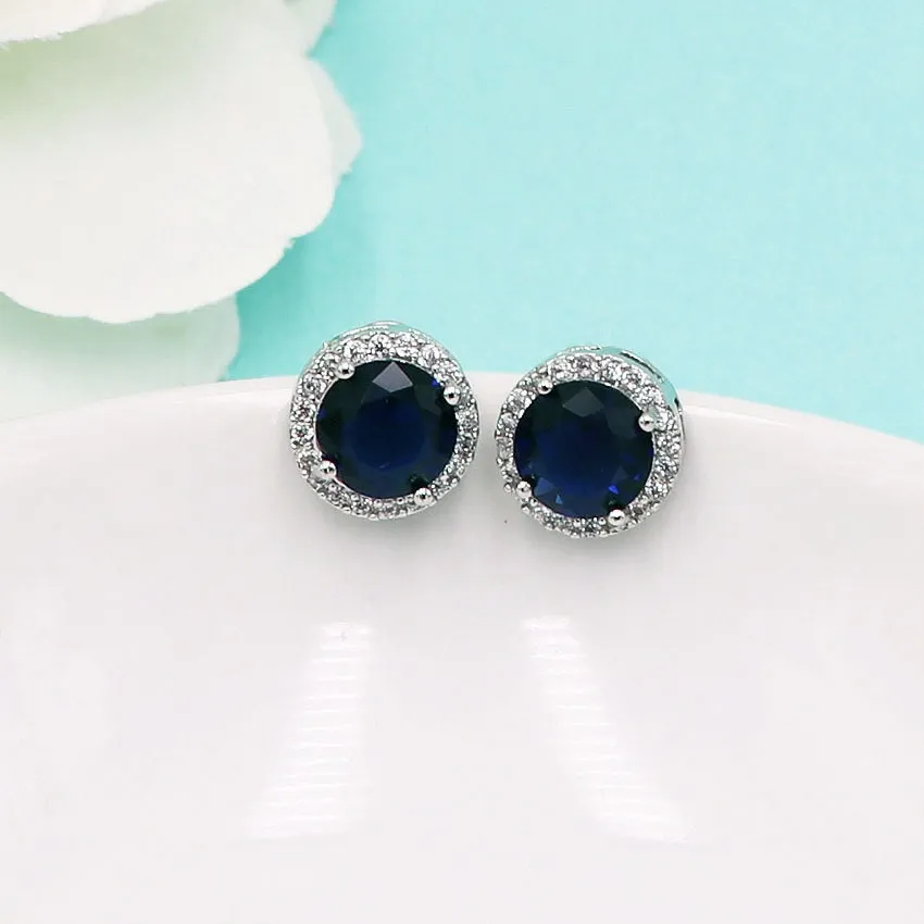 Ansley Blue Sapphire Stud Earrings