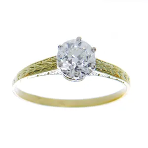 Antique 0.82ct Solitaire Diamond Engagement Ring