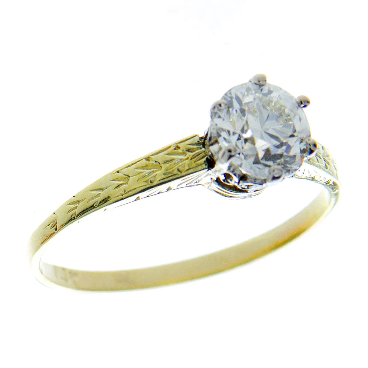 Antique 0.82ct Solitaire Diamond Engagement Ring