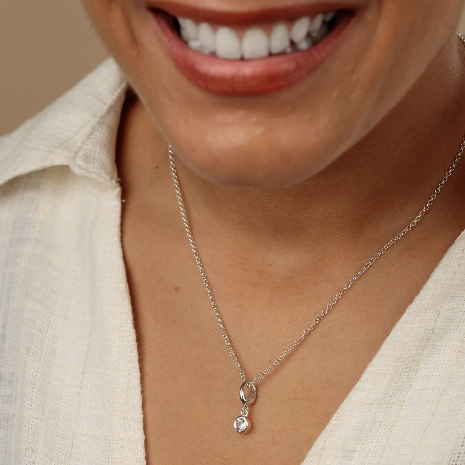 April Birthstone Necklace (White Topaz)