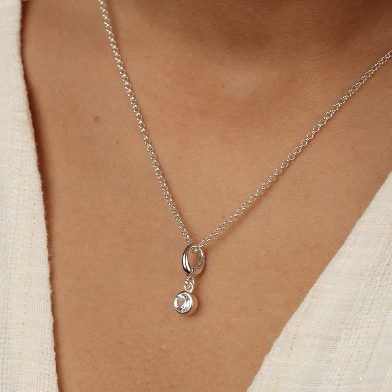 April Birthstone Necklace (White Topaz)