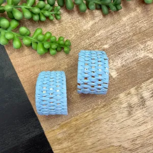 Baby Blue Woven Wide Hoop Earring