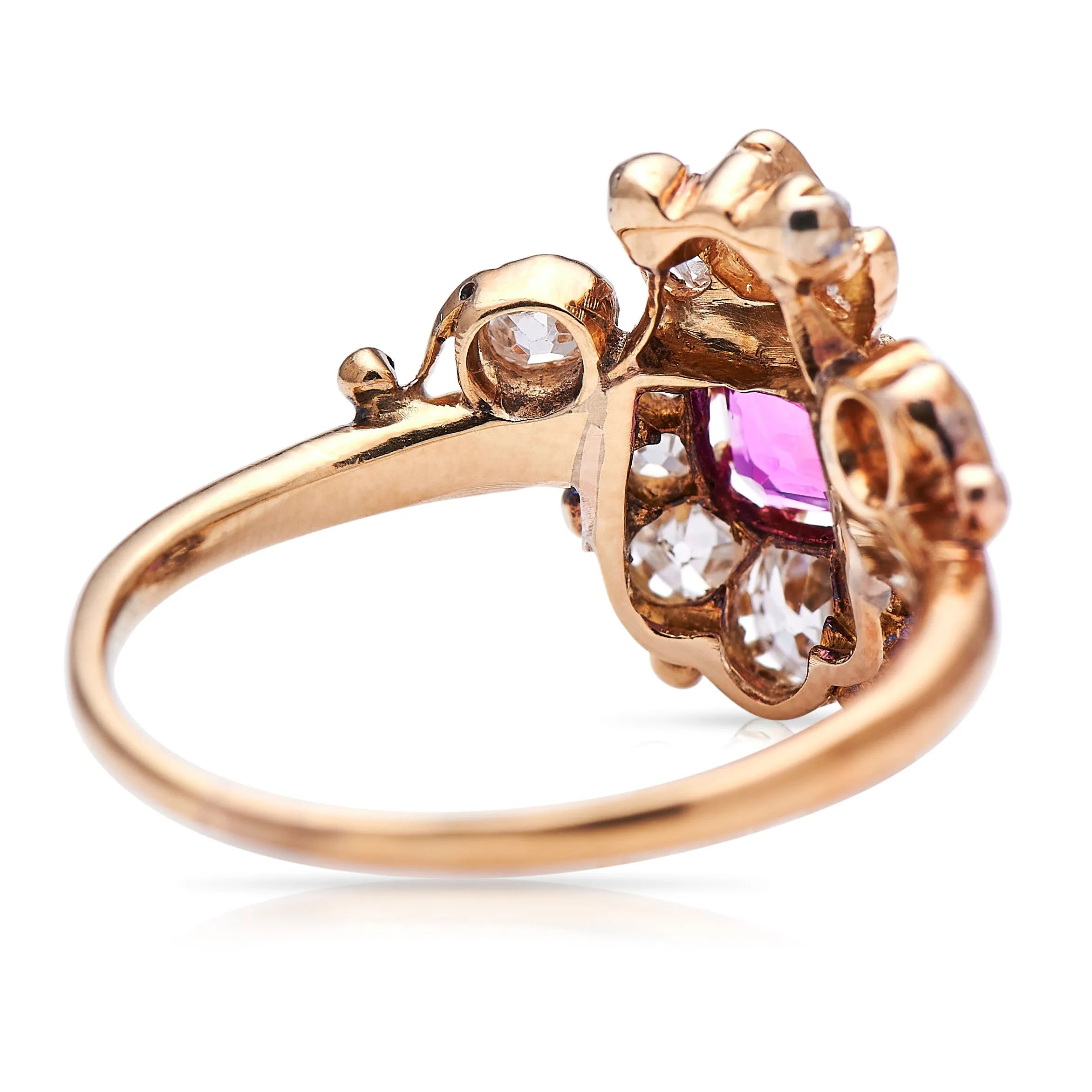 Belle Époque, 18ct gold, pink sapphire and diamond fancy cluster ring