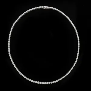 Bezel Set 9.05 Carat Total Weight Diamond 18k White Gold Line Necklace