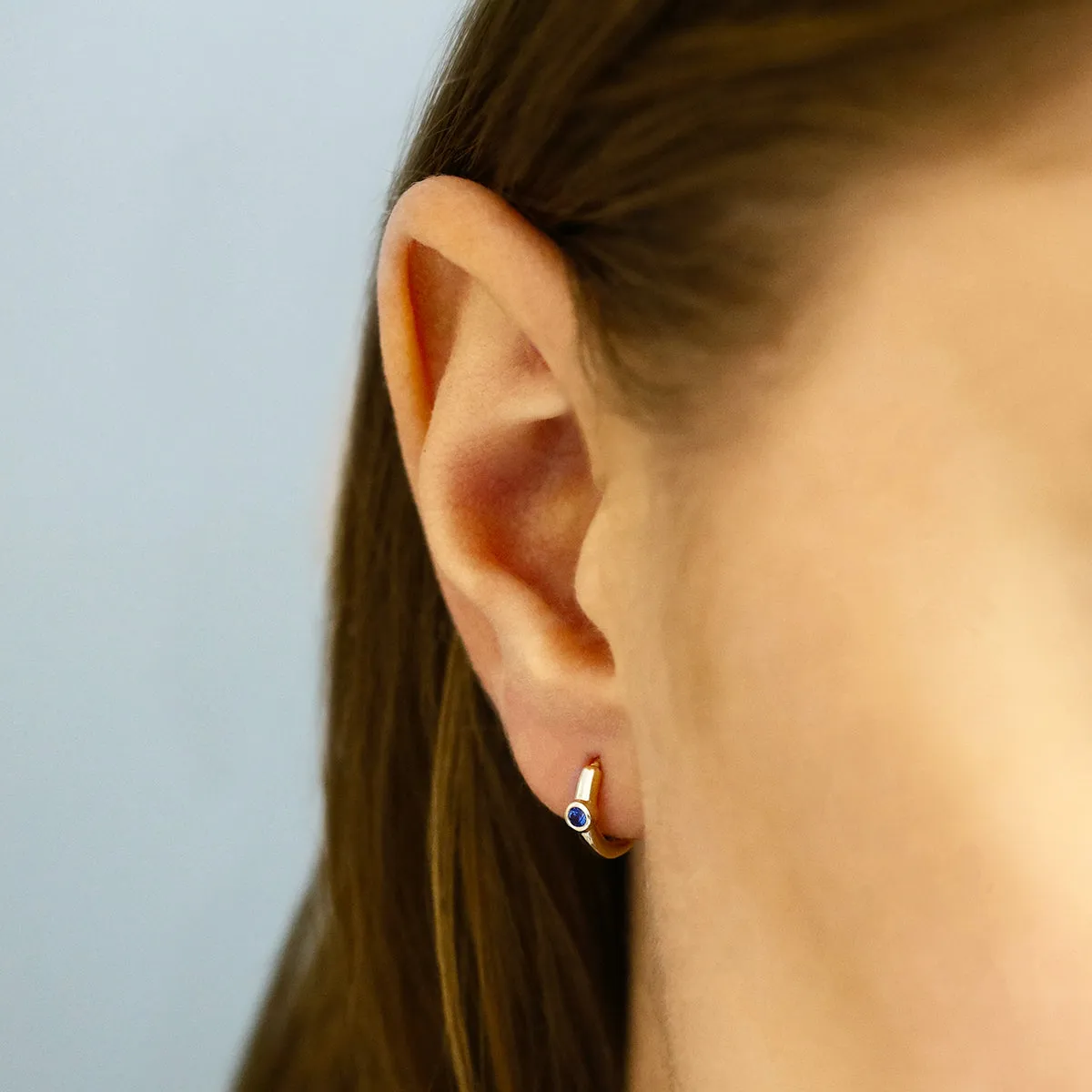 Bijou Collection 0.33ct Sapphire Drop Hoop Earrings | 9K Yellow Gold