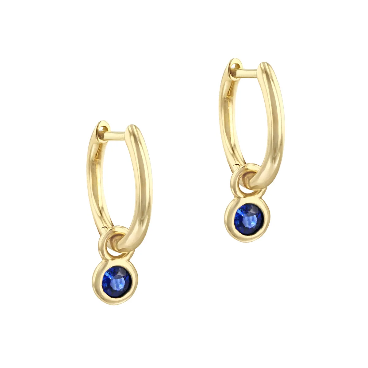 Bijou Collection 0.33ct Sapphire Drop Hoop Earrings | 9K Yellow Gold