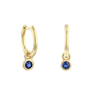 Bijou Collection 0.33ct Sapphire Drop Hoop Earrings | 9K Yellow Gold