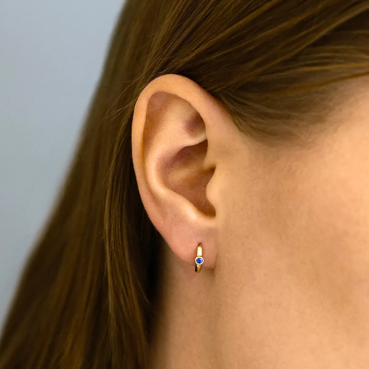 Bijou Collection 0.33ct Sapphire Drop Hoop Earrings | 9K Yellow Gold