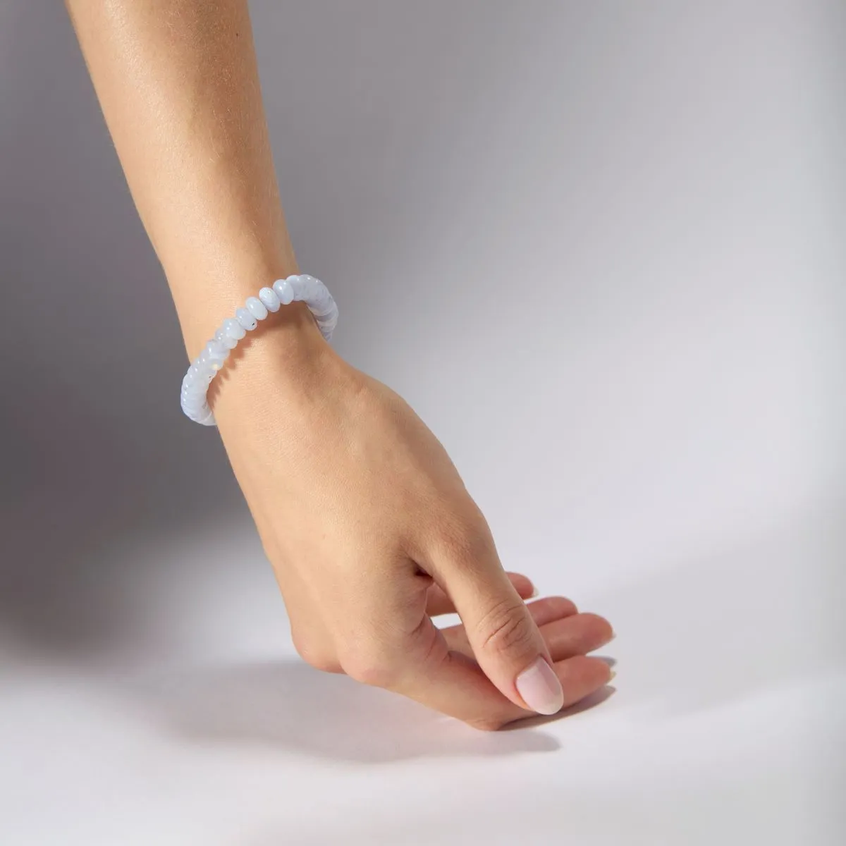 BLUE LACE AGATE CANDY BEADS BRACELET