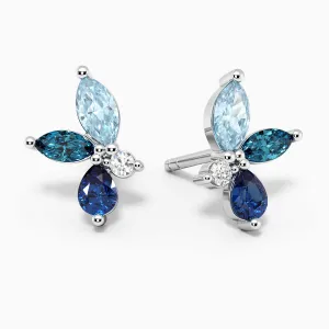 Blue Sapphire Cluster Earrings in 925 Sterling Silver - Irosk Australia®