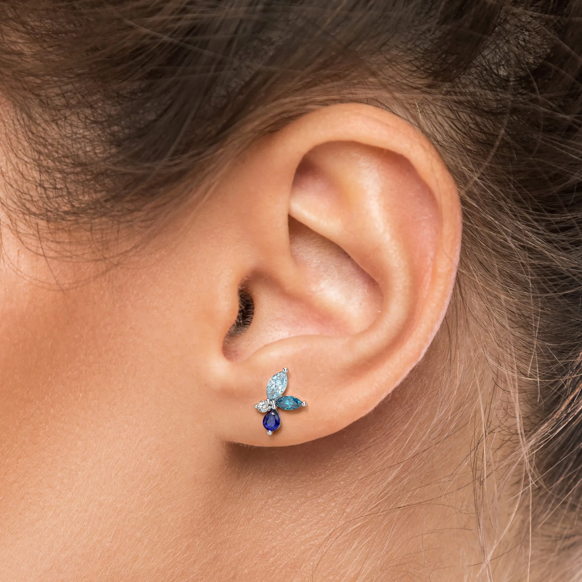 Blue Sapphire Cluster Earrings in 925 Sterling Silver - Irosk Australia®