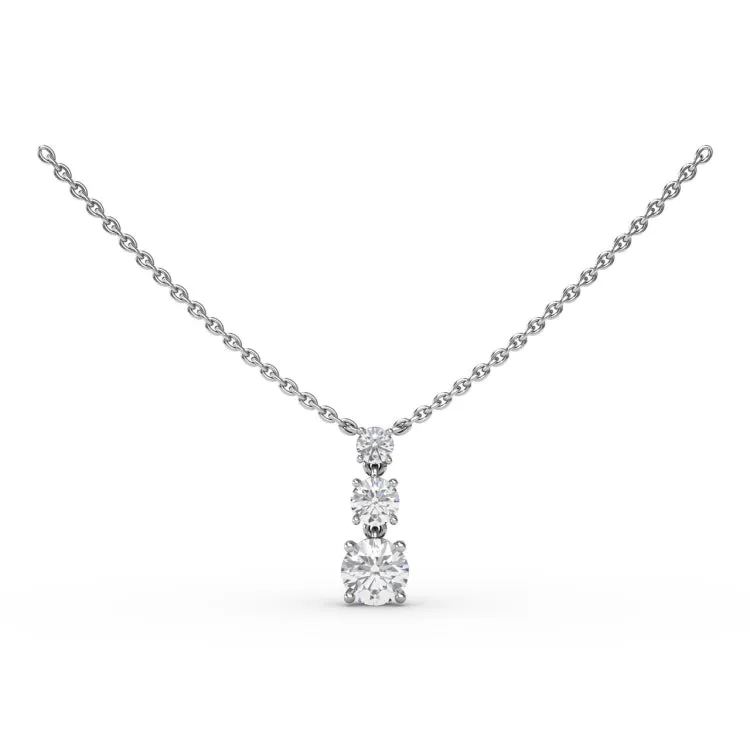 Brilliant Three Stone Drop Necklace