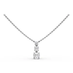 Brilliant Three Stone Drop Necklace