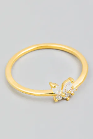 Butterfly Rhinestone Ring in Gold