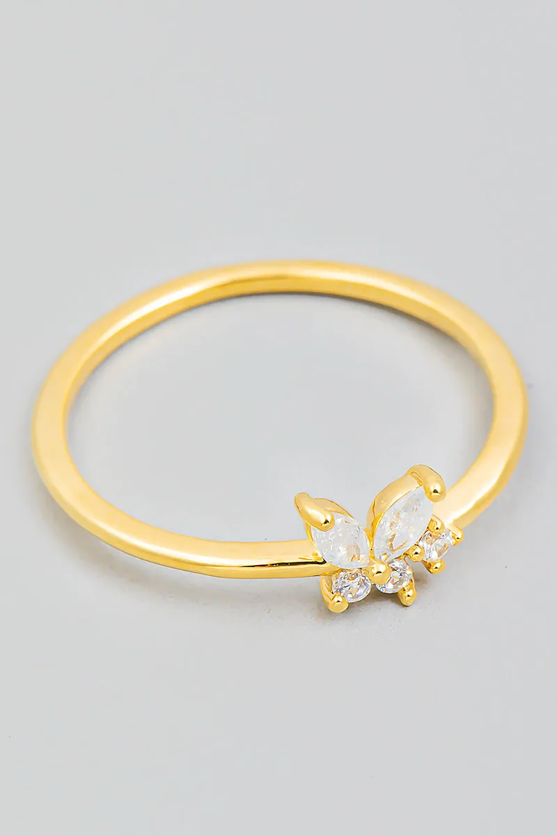 Butterfly Rhinestone Ring in Gold